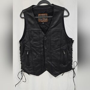 First Classics men L concealed carry leather vest ambidextrous cowboy moto biker